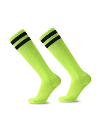White and Black Striped Over-the-Calf Athletic Socks - Adult EU38-45 (Green)