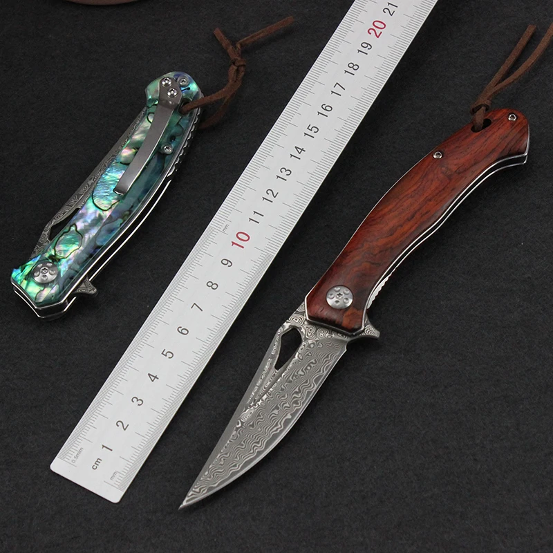 

Походные складные ножи Выживание Военный шарикоподшипник Деревянная Ручка VG10 стальной дамасский Карманный Нож EDC инструмент для мужчин подарок