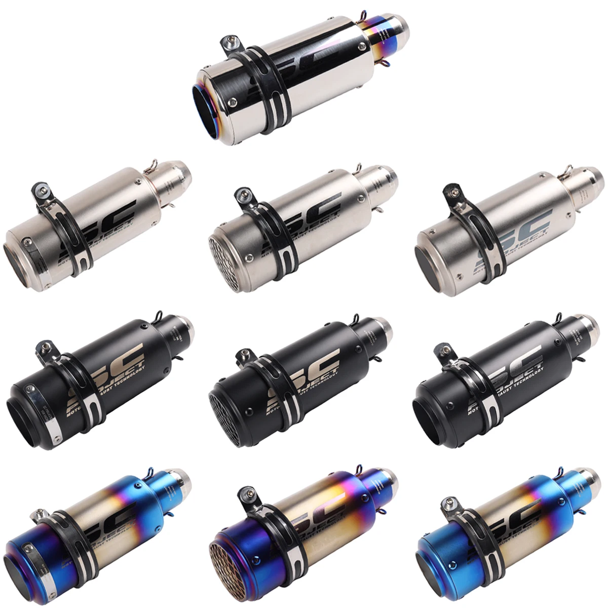 ปืนใหญ่ขนาดเล็กรอบปากสแตนเลสสากลรถจักรยานยนต์ท่อไอเสียท่อขนาด 51 มิลลิเมตรเหมาะสําหรับ Z1000 Z900 R1 R6 R3 1