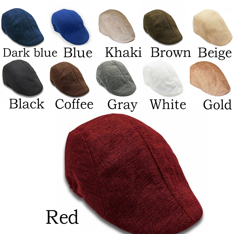 Beret Caps Newsboy Hats Men Women Adjustable Linen Outdoor Unisex Duckbill Hat