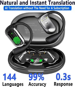 Ai Translation Earbuds Real Time 144 Languages English Spanish Translator Headphones, Open Ear Wireless Earphones Perfect for Travel 2