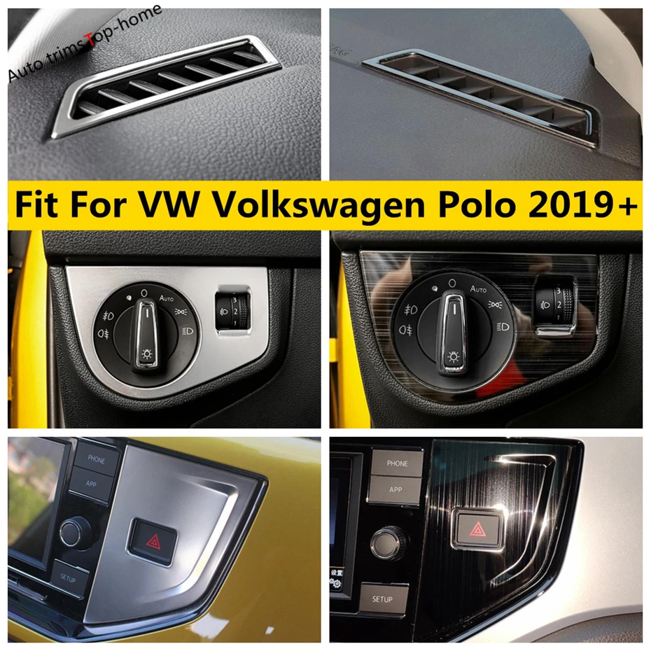 

Warning Light Frame / Headlights Lamp / Air Conditioner Outlet Vent Cover Trim For VW Volkswagen Polo 2019 - 2022 Accessories