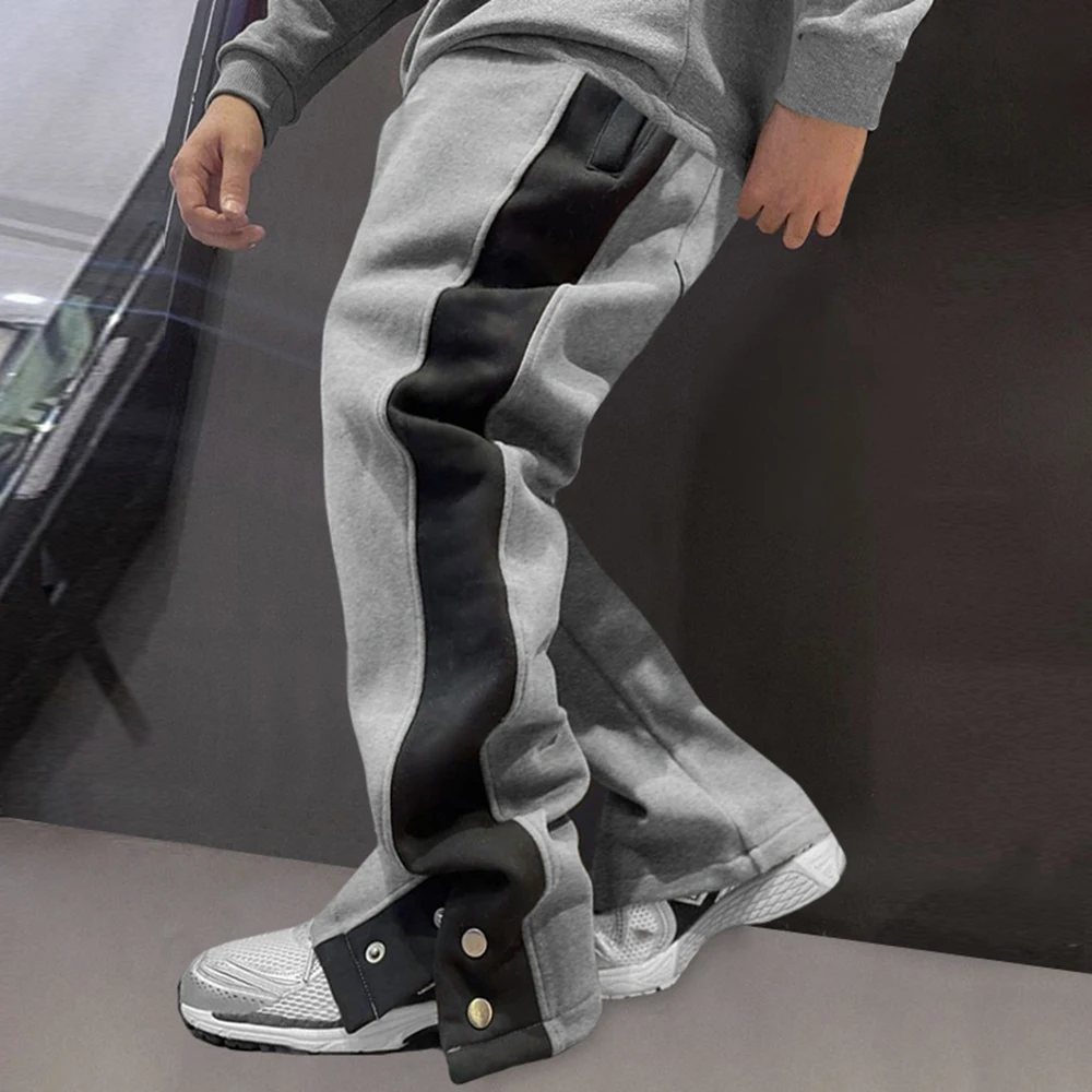 

Autumn And Winter Knitted Warm Pants Men Casual Straight-Leg Contrasting Loose Cargo Pants Street Fashion Versatile Sweatpants