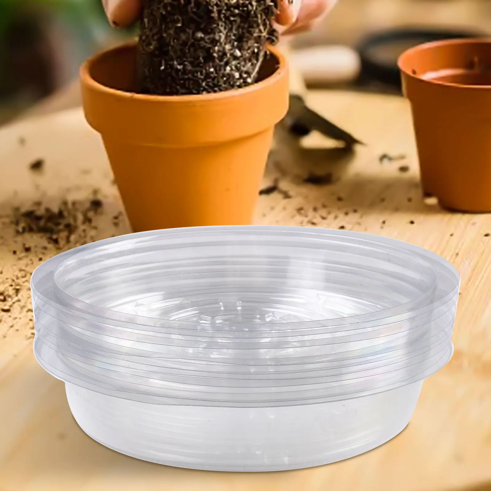 For Indoor & Outdoor Potted Plants Plant Saucers Transparent Color 10 Inches 12 Inches 6 Plant Saucers Plastic