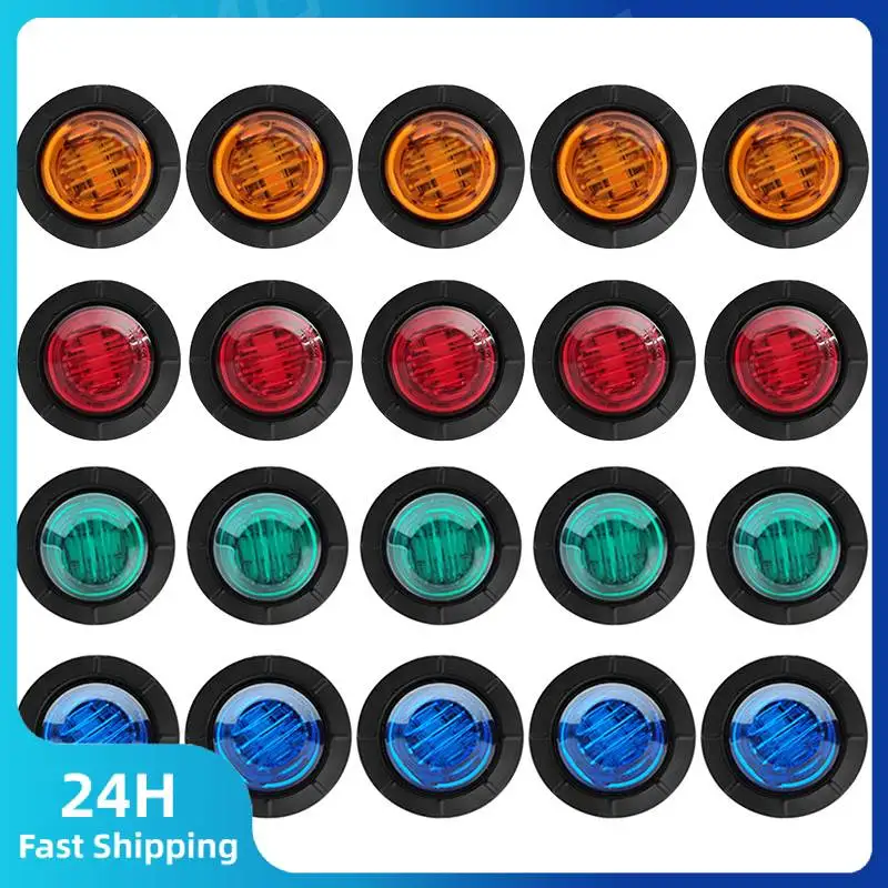 

20pcs Round LED Light Front Rear Side Marker Lights Indicator For Truck Bus Trailer Caravan Boat Motocycle DRL 12V/24V