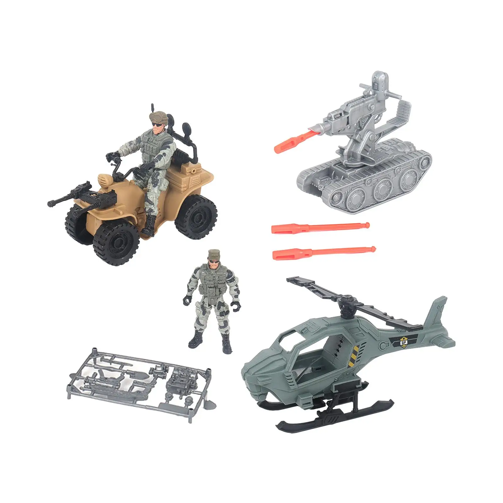 

Simulation Soldier Scene Decor Kits Include Soldier, Tank, Motorcycle, and Helicopter Desktop Decoration Diorama Vehicle Toy