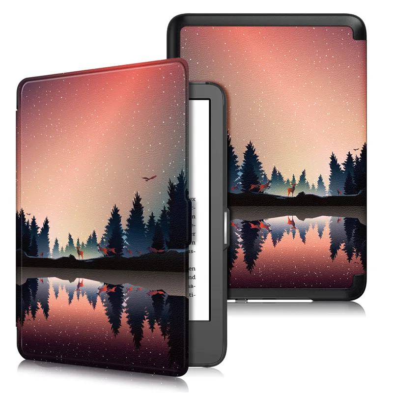 Elegant Smart Magnetic Leather Cover - Artistic Design