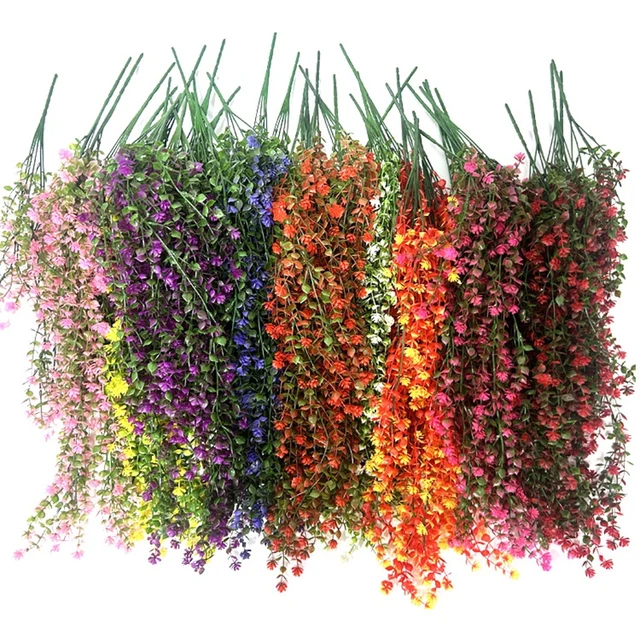 Artificial Hanging Flowers Morning Glory UV Resistant Yard Hanging Fake Plant Garden Wedding Party Decor Garden Balcony Supplies