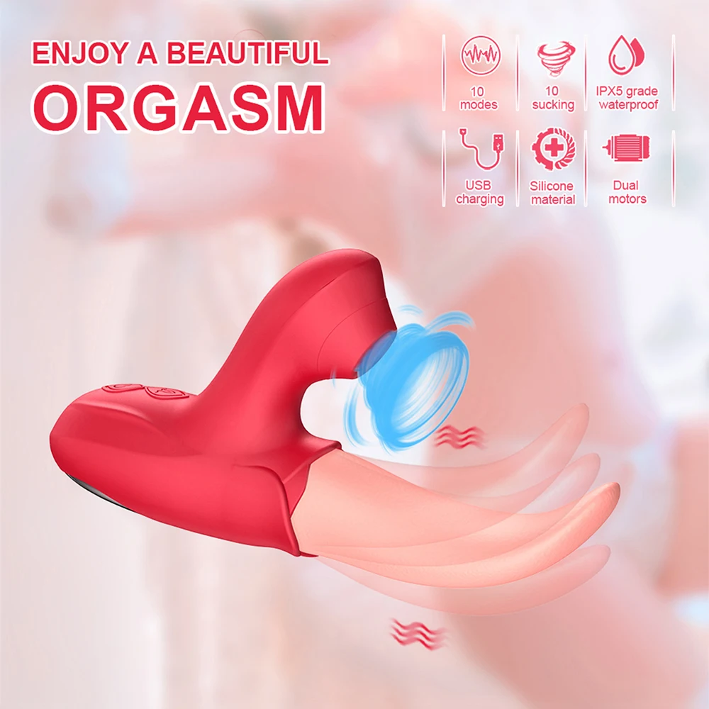 Rose Tongue Licking Sucker Vibrator For Women Nipple Clit Stimulator Love Egg Dildo Vibrating Massager Female Adult Sex Toys