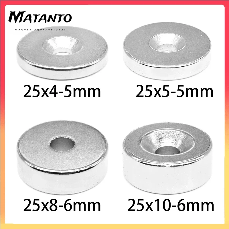 

5/10PCS Round Countersunk Neodymium Magnet Hole N35 Strong Permanent Magnets Disc 25x4-5 25x5-5 25x6-5 25x8-6 25x10-6mm