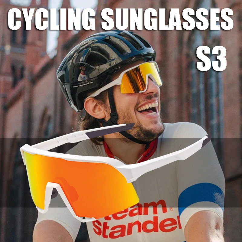 Gafas de ciclismo polarizadas S3 para hombre, lentes para