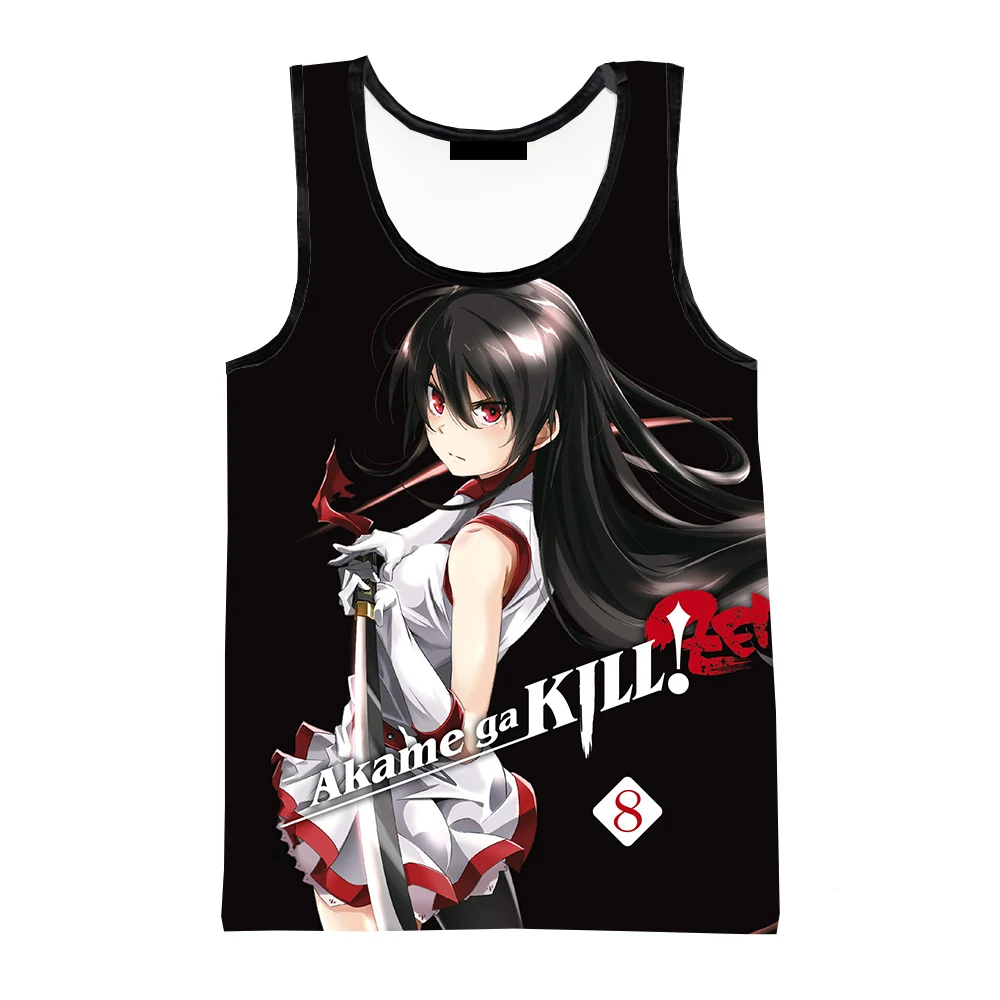 

Новинка 2023, модные летние мужские майки с аниме Akame Ga Kill, рубашки без рукавов, Мультяшные крутые милые уличные топы для мальчиков и девочек в стиле Харадзюку