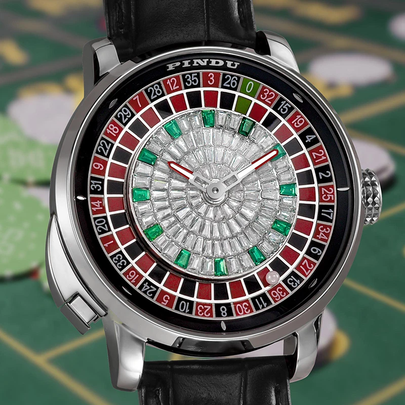 PINDU Men's Mechanical Fashion Watch NH35 Roulette Men's Top Brand Luxury Rotating Roulette Sapphire Glass Watch Waterproof 2
