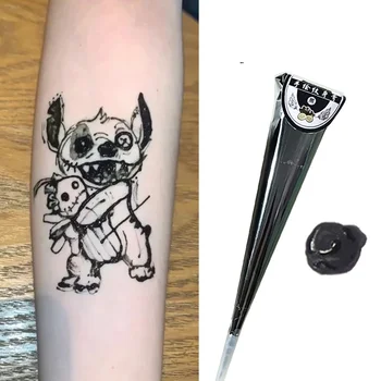 1 pz. Cono di pasta per tatuaggi temporanei all'henné indiano, colore marrone, crema per body art, pittura artistica nera e rossa per tatuaggi fai da te e body paint