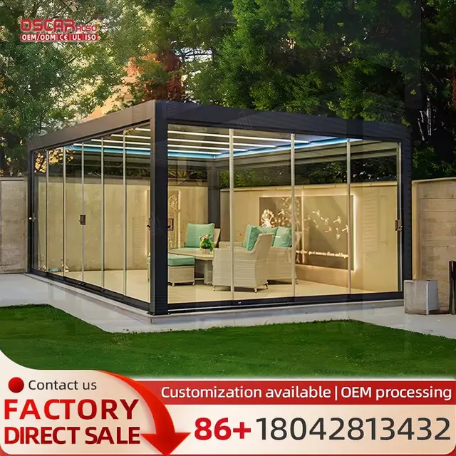 Smart Outdoor Gazebo with Automatic Bioclimatic Roof Electric Louvered Feature in 3X4 4X4 5X3 Sizes Patio Pergola For Garden Bac 3