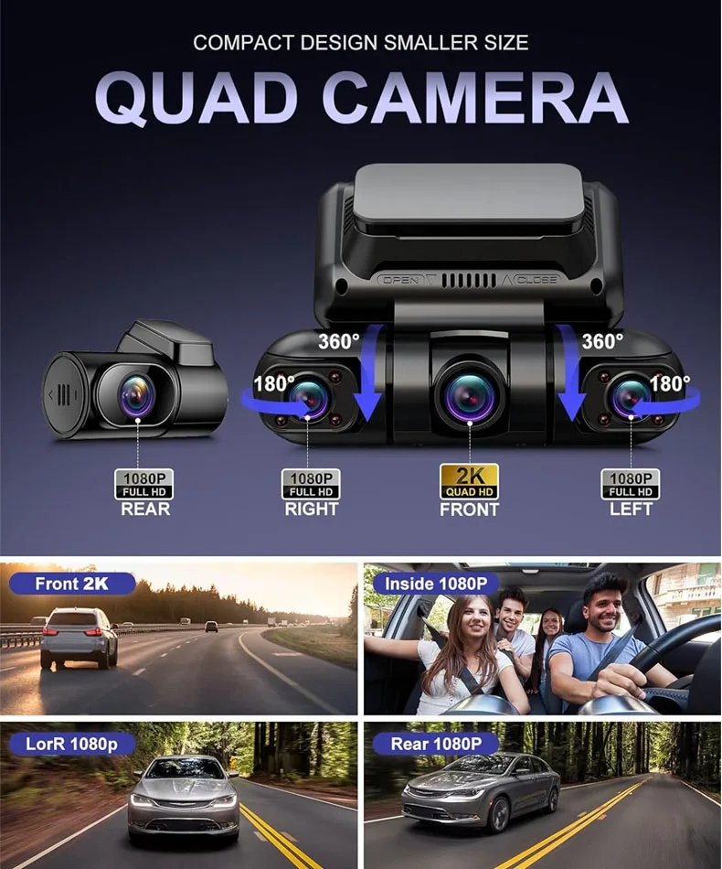 ڵ DVR ڵ   ߰ ð,  ̴ 2K  ķ, 4 , 360  Ǯ HD, 1080P, 5G , GPS, 24 ð  