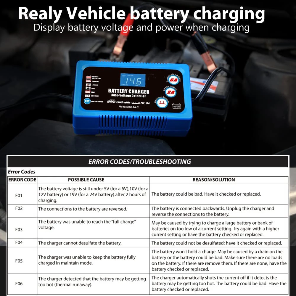 CHARGEUR BATTERIE INTELLIGENT + MAINTIEN DE CHARGE 6A 6/12V RING