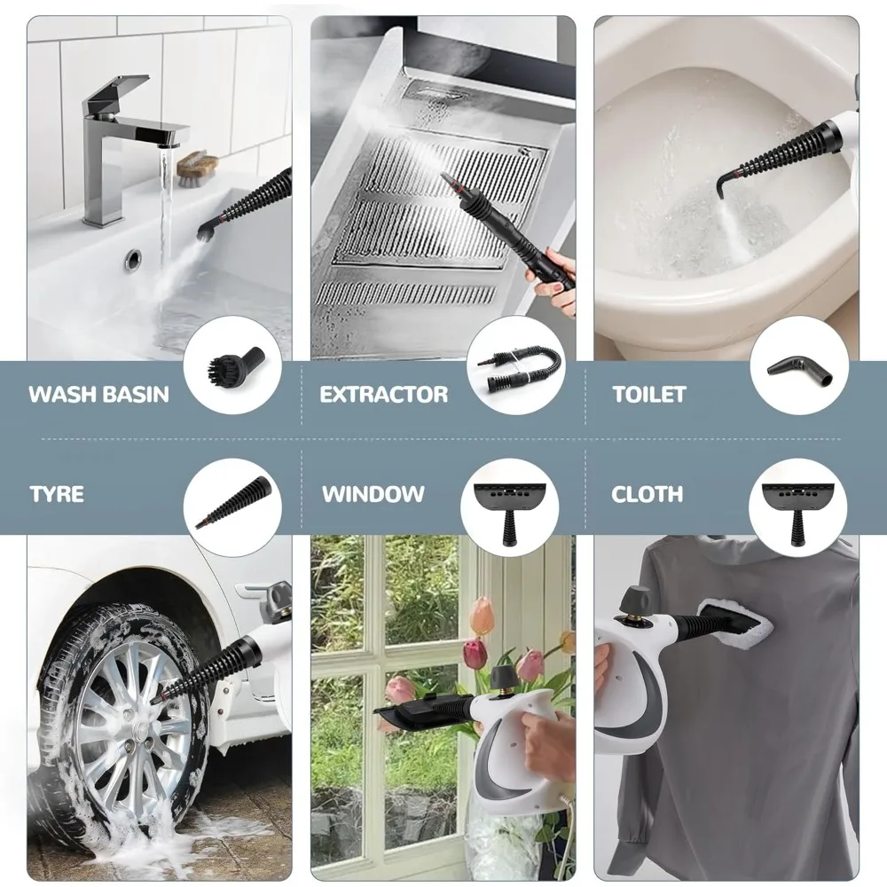 Handheld Steam Cleaner, Portable Steamer with Large Capacity,11-Piece Accessory Set for Floor, Car, Carpet, Windows Cleaning 3