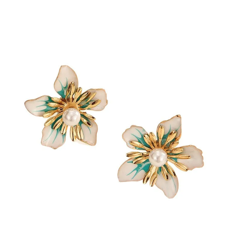 Flower Stud Earrings for Women Girl French Ins Vintage 2025 Fashion Korean Wedding Romantic Jewelry Gifts