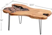 Live Edge Cedar Wood Coffee Table Metal Hairpin Legs for Living Room 2