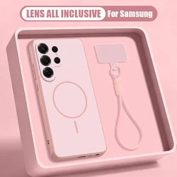 Candy Color Magnetic Phone Case with Lanyard Cover - Galaxy S23+ (Pink)
