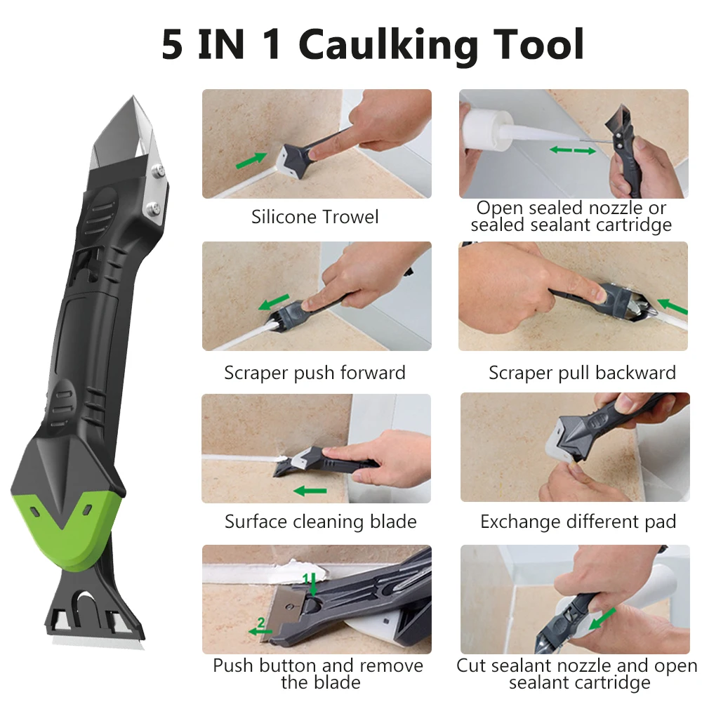 Silicone Scraper Sealant Smooth Remover Tool Set 7 In 1 Floor Caulk Finisher Grout Kit Glass Glue Angle Scraper Set