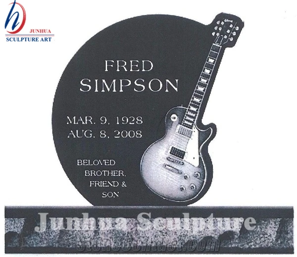 Unique Design Granite Guitar Headstone Tombstone Monument for Sale