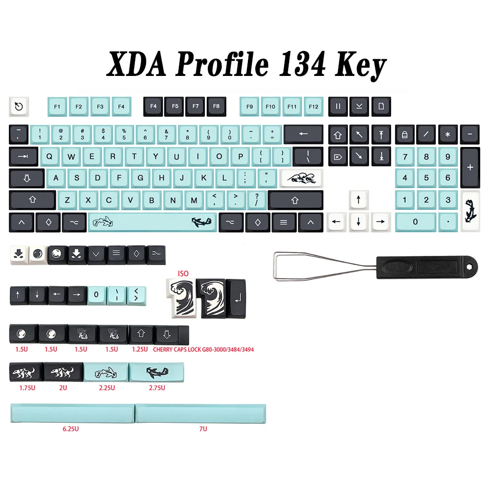 Chave Mizu Keycap Xda Keycaps para Dz60 Rk61 64 Gk61 68 75 84 980 104 Teclado Mecânico Gmk Chave Tampa 7u Divisão Barra de Espaço 134 - Imagem 4