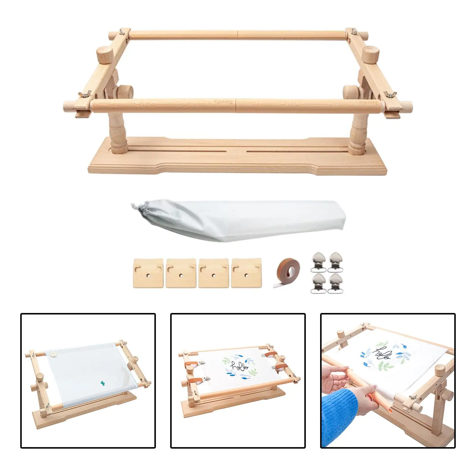 

Cross Stitch Frame Scroll 1 Set Multifunctional Accessories Rotated DIY Quilt for Stitching Sewing Stand Embroidery Wood Unisex