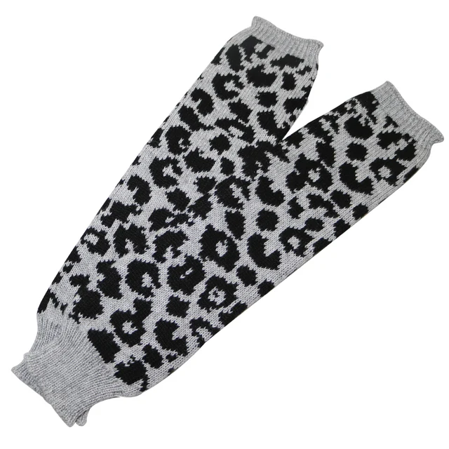 Sparsil Women's Winter&Autumn Christmas Cashmere Blend Knitted Long Gloves Solid Color Fashion Warm For Lady Elbow Mittens Gray Leopard