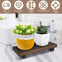 Wood Pedestal Stand Anti-Slip Riser Soap Tray Farmhouse Wooden Vintage Kitchen Bathroom Counter Decor Sink Tray Candle Plant 2