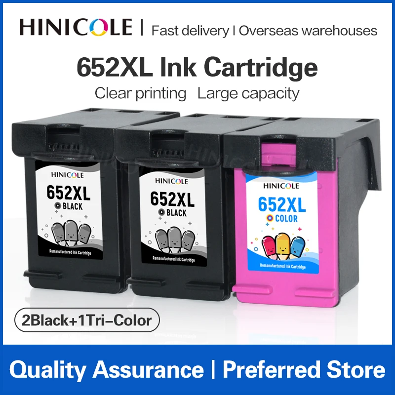 

HINICOLE For HP 652XL 652 Replacement For HP DeskJet 1115 2135 2136 2138 3635 3636 3835 4535 4675 Printers For 652XL Cartridge