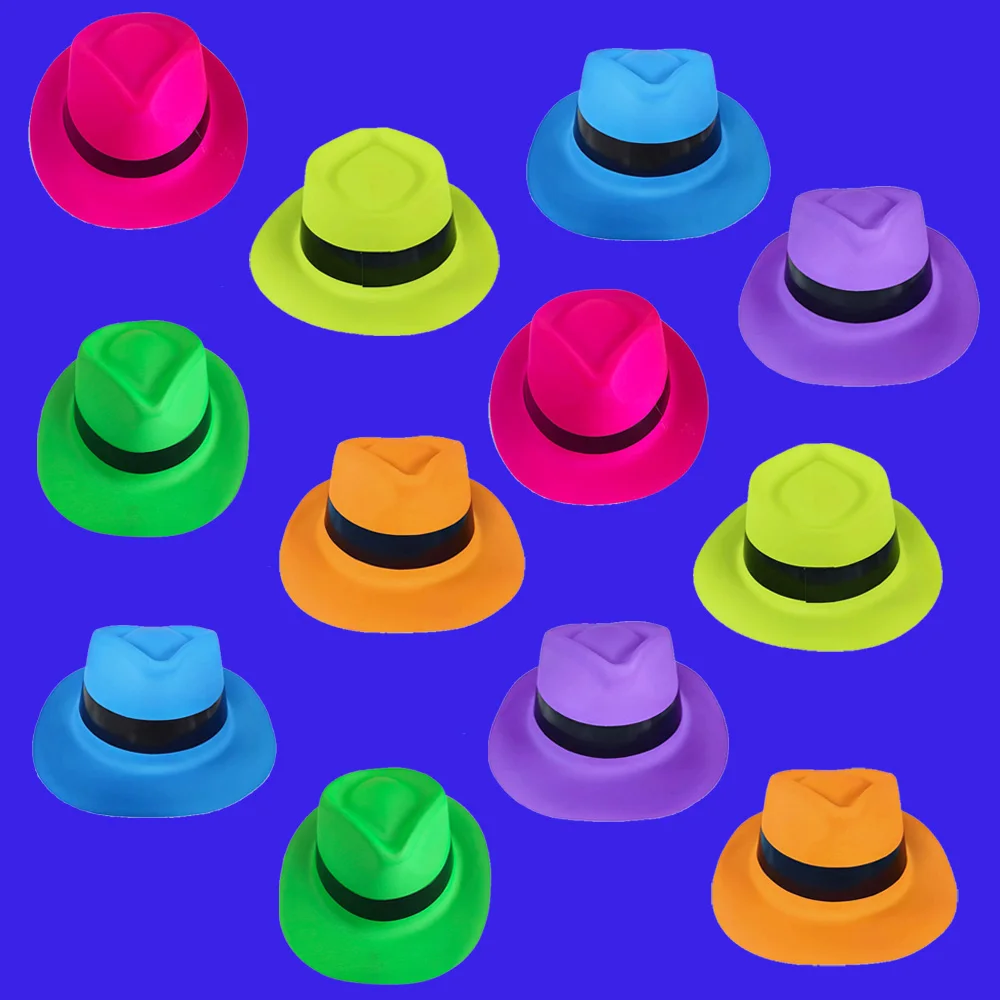 Fluorescent Hat 6 12 24 30 pcs Neon Party Supplies Glow in UV Light Decorations Adults