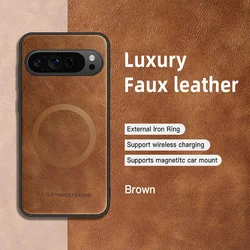 Luxury Leather Magnetic Phone Case with MagSafe Wireless Charging Compatibility - Google Pixel 10a (Brown)