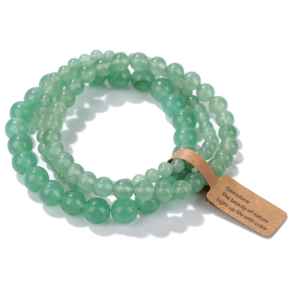 Bracelet 3pcs/set Natural Stone Beads 4 6 8 MM Indian Moss Agates Rhodonite Quartzs for Women Men