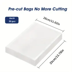 BPA-Free Reusable Vacuum Sealer Bags - 50-Pack (28x35cm 50PCs)