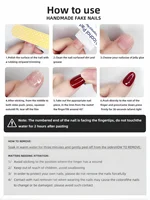Lot de 10 faux ongles en forme d'amande, style français, avec pois et strass en forme de cœur, ongles à presser doux et délicats, ensemble de nail art à motifs blanc laiteux et gris clair 4