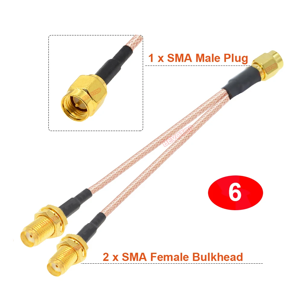 Vecys 2Pcs SMA Adapter Splitter 3 Way T Shape SMA Female to Double SMA
