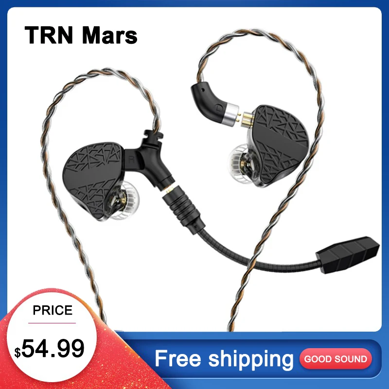 

TRN Mars Hifi наушники-вкладыши тройные гибридные 1DD + 1BA + 1 вибродрайв Проводные DJ мониторы гарнитура TRN Официальный магазин