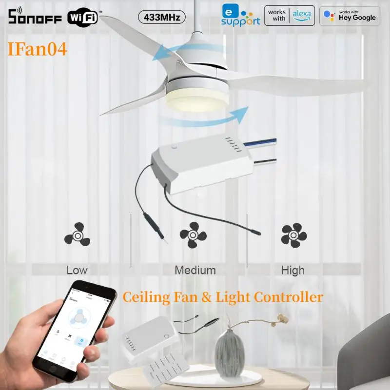 SONOFF-IFan04-Wifi-Smart-Fan-Switch-Celling-Fan-Light-Controller-433-RF ...