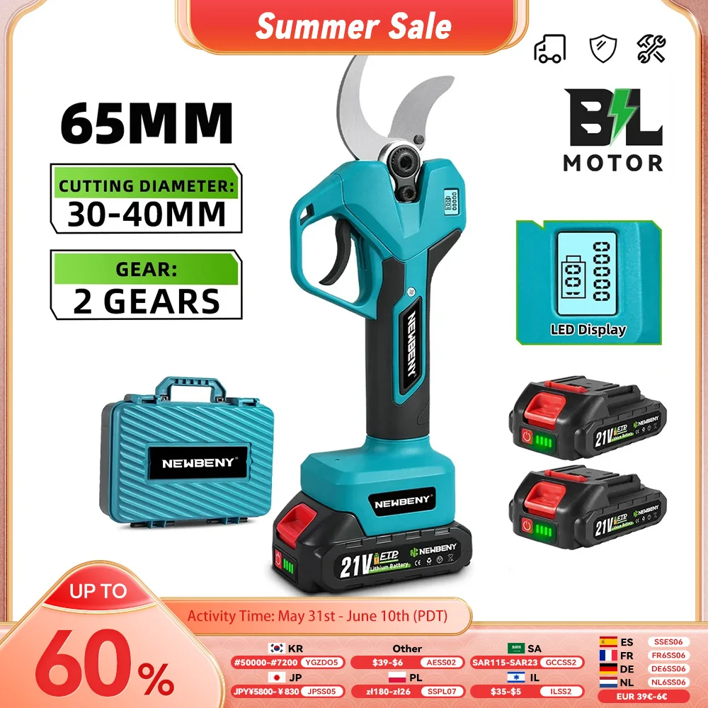 NewBeny 2-biegowa 65mm Bezszczotkowa Elektryczna Sekatora Nożyce do Gałęzi Drzew Owocowych Bonsai Narzędzia Elektryczne do Akumulatorów Makita 18V - AliExpress 