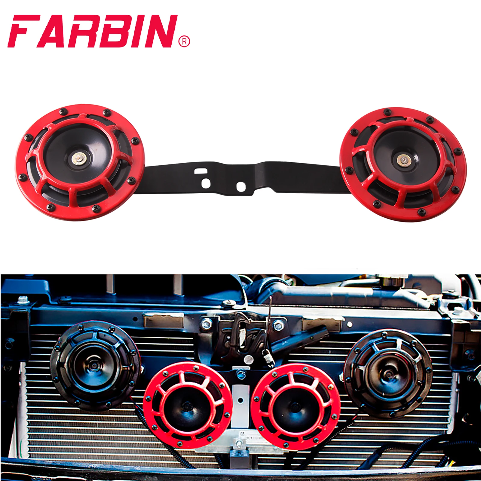  FARBIN Waterproof Auto Horn 12V Car Horn Loud Dual-Tone  Electric Snail Horn Kit with 2Pcs Connector Harnesses Cable for Honda :  Automotive