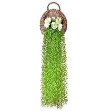 Artificial Vine Fake Greenery Garland 85cm/33'' Willow Leaves with 5 Stems Hanging Decoration for Wedding Party Home Garden Wall