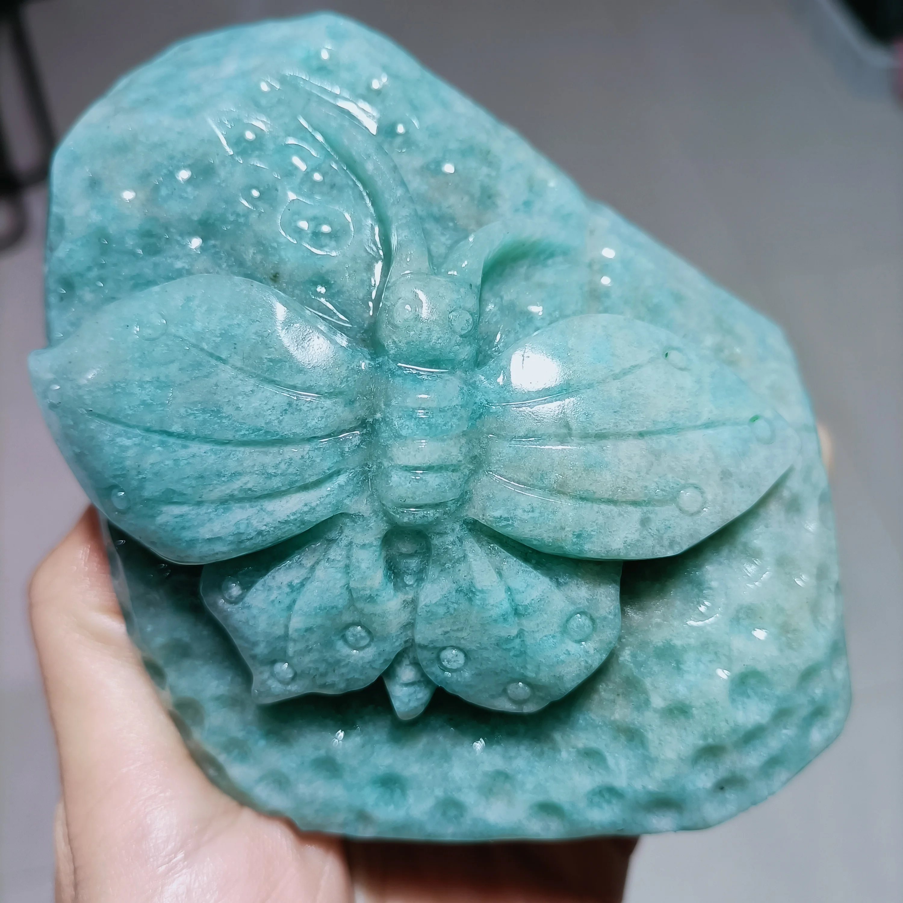 Natural Crystals Amazon stone Carve at will Butterfly Room Decor