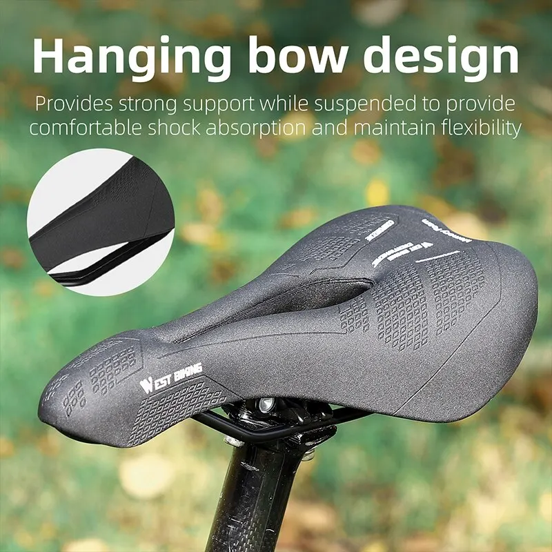 WEST BIKING Ergonomic Bike Saddle Men Women Hollow Breathable Cycling Cushion Comfortable Memory Foam MTB Road BMX Bicycle Seat