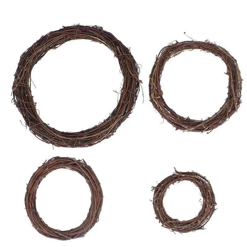 

10pcs/4pcs Christmas Wreath Decoration Natural Dried Rattan Wreath Rustic Ring DIY Christmas Wreath Door Hanging Garland