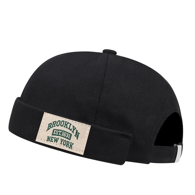 BROOKLYN1631 Label of Cloth Brimless Skullies Cap Beanie Hat Men Street Portable Docker Hats Melon Skin Cap Hip Hop Vintage Caps – Detail 8