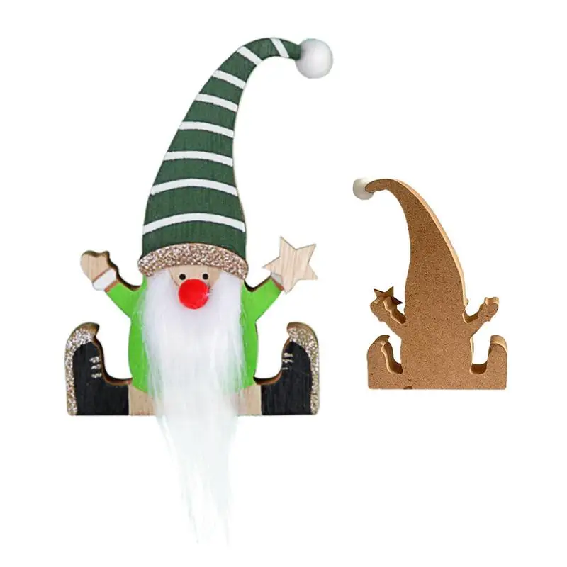 

Wooden Gnome Ornaments For Christmas Tree Wood Santa Dwarf Man Desktop Decor Portable Christmas Dwarf Man Painted Desktop