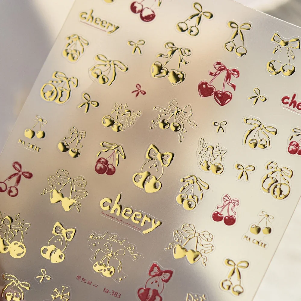 Vibrant Kawaii Apple Nail Art Stickers - Sweet & Cute Self-Adhesive Decals