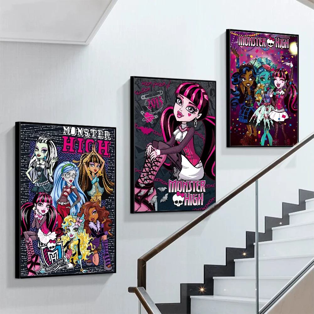 M-Monster Cartoon High Poster Autoadesivo Art Poster Retro Kraft Paper Sticker Diy Room Bar Cafe Vintage Pittura Decorativa